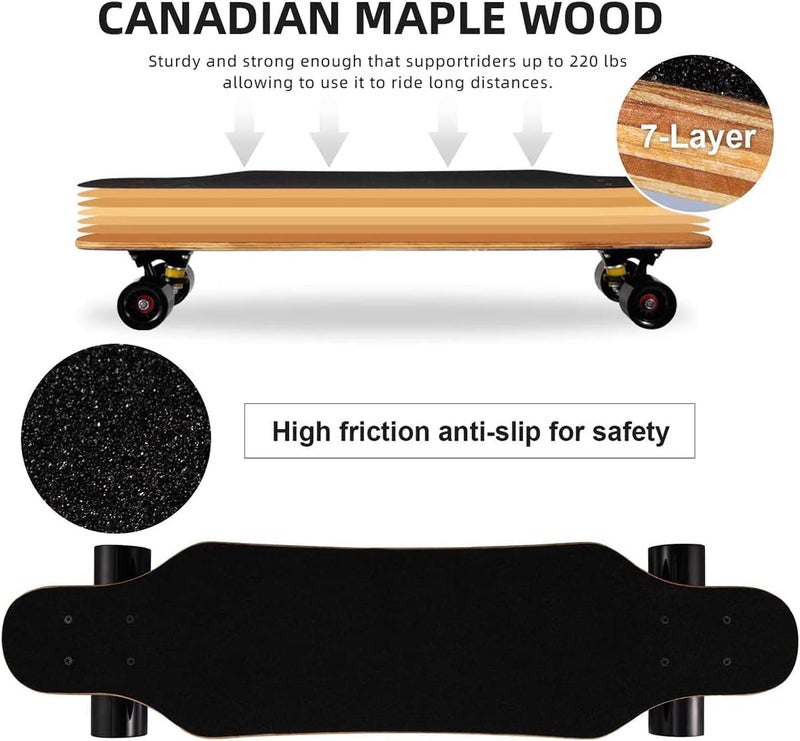 asktom Mini Cruiser Longboard, 31 Inch Small Size Wide Wheel Skateboard, Beginner Stable & Easy-to-Control Skateboard, Suitable for Park & Street Riding, Unique Flame Pattern - Image 4